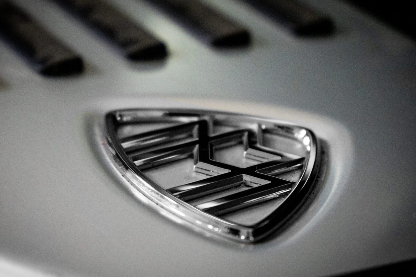 A close up of the grill on a car