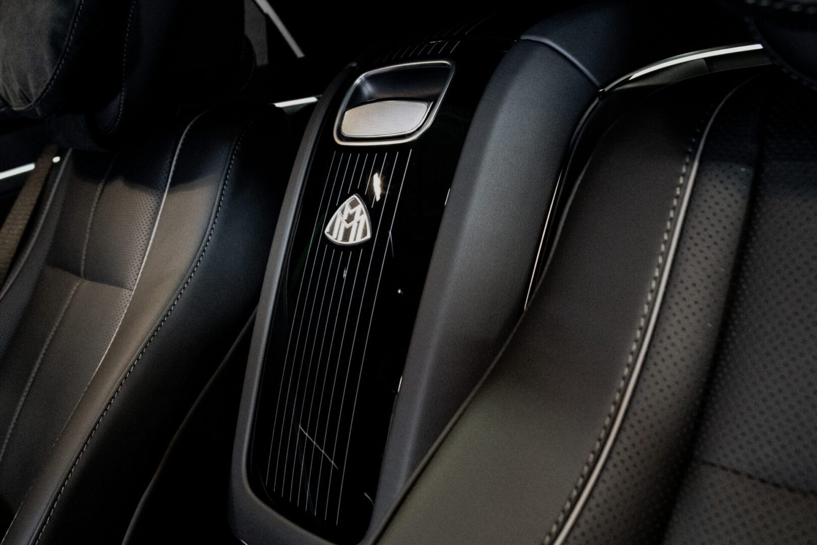 A close up of the seat in a car