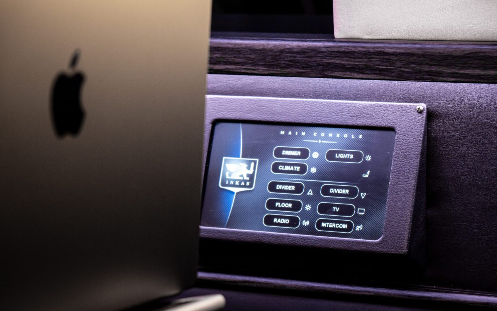 A close up of the control panel on an airplane.